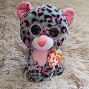 NEW Ty Beanie Boo Tasha Plush Leopard with Pink and Black Spots Collectible
